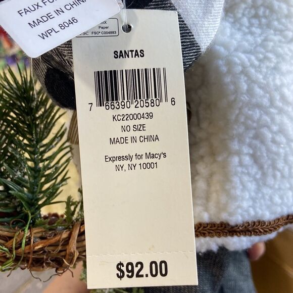 HOLIDAY LANE Northern Holiday Fabric Standing Santa with Gift Bag - Picture 8 of 8